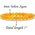 thumbnail image 2 of Natural Yellow Agate Gemstone 8mm Round Beads Stretch Bracelet 7" Unisex, 2 of 6