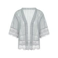 thumbnail image 5 of aturustex Women Casual See Through Lace Solid Color Crochet Cardigan Cover Up Jacket Plus Size Top, 5 of 9