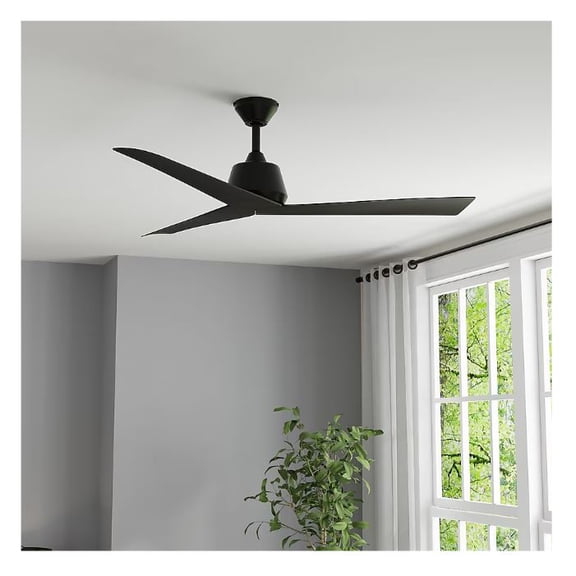 Harbor Breeze Stokes II Easy Install 52-Inches Matte Black with Matte Black Blades Indoor/Outdoor Downrod or flush mount Propeller Ceiling Fan Without Light and Remote ( 3 -Blade)