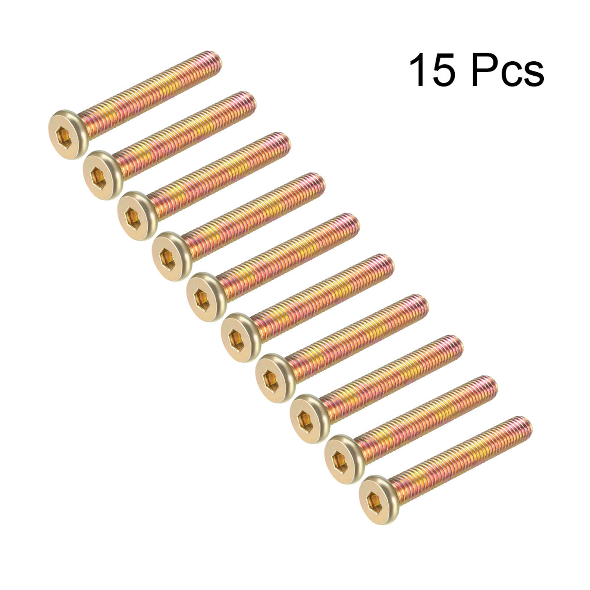 M8x55mm Furniture Screw Hex Socket Machine Screws Zinc Plated Fasteners Bolts Full Thread Carbon Steel 15 Pcs