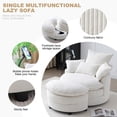 thumbnail image 4 of BUIORD 36"W Swivel Barrel Chair Set, Upholstered Accent Chair with Storage Ottoman, 360° Swivel Chair for Living Room Bedroom, Beige, 4 of 8