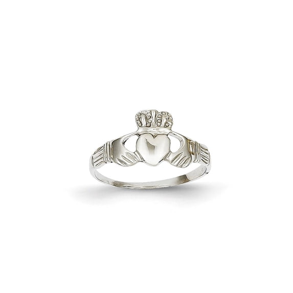 14k White Gold Ladies Claddagh Ring