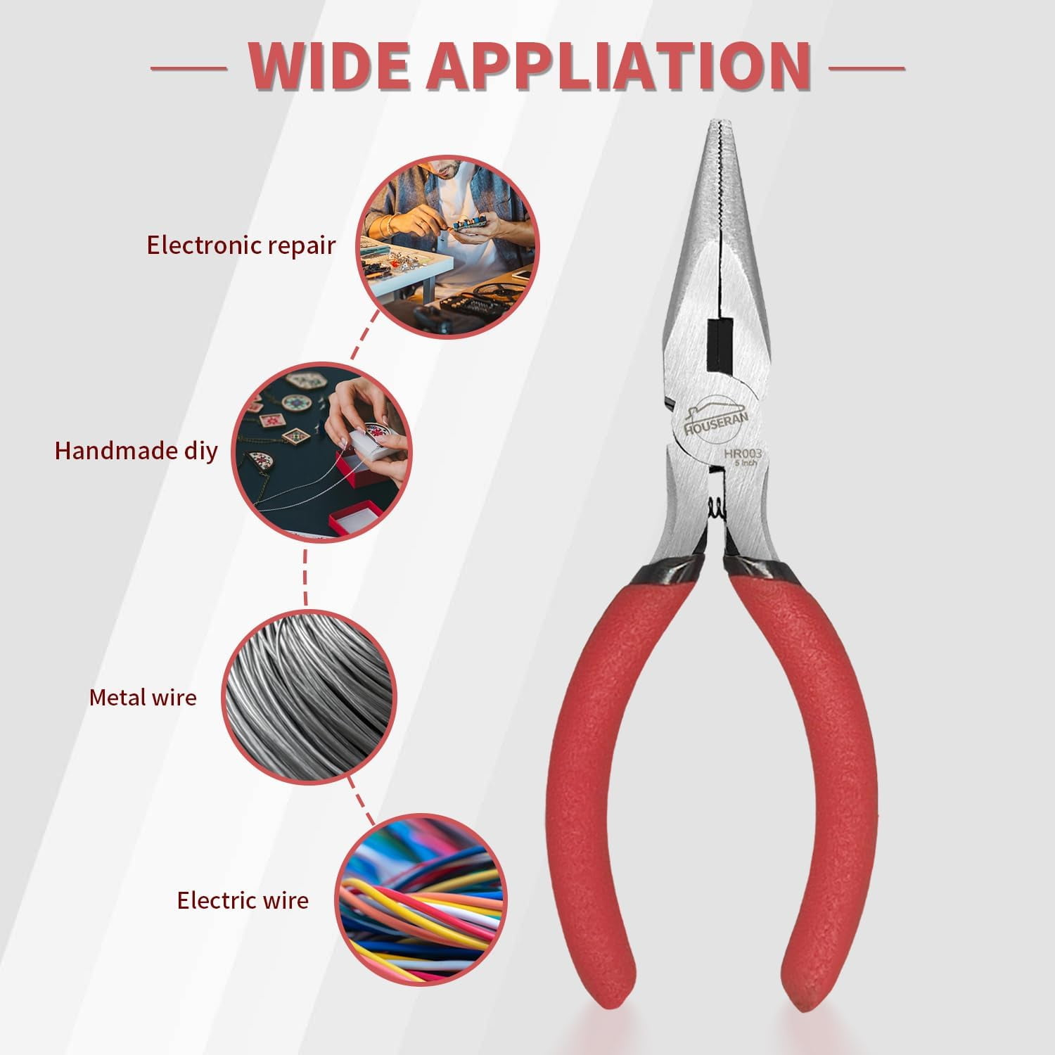 Needle Nose , 5 Inch, 5 Pack, Long Nose with Side Cutter, Spring Loaded for Cutting and Bending Wire