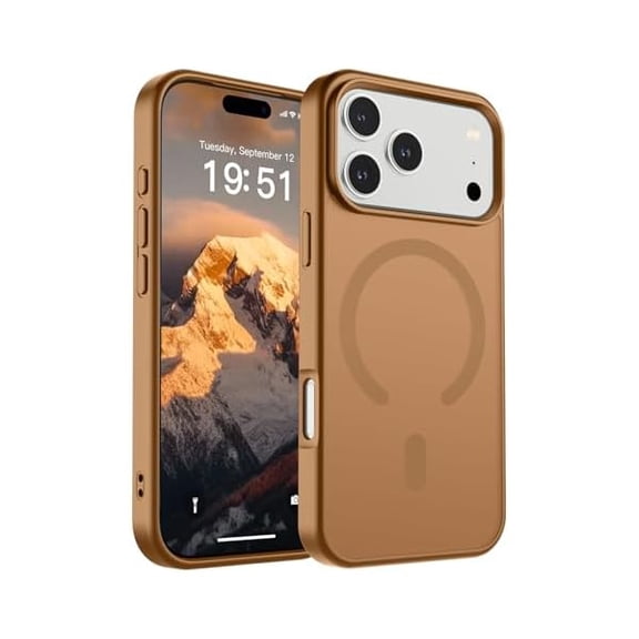 ZHU997 Magnetic for iPhone 17 Pro Case (Compatible with MagSafe)(Military Grade Drop Protection) Translucent Matte Shockproof with Anti-Fingerprint Phone Cover 2025,Brown