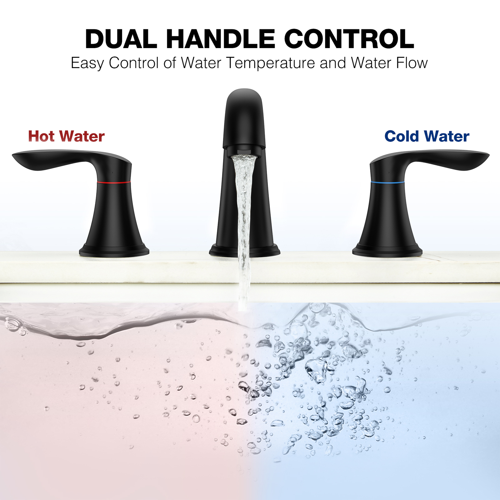 Bathroom Faucet 3 Hole, 8" Widespread Bathroom Faucets for Sink 3 Hole Brushed Nickel with Pop-Up Drain, CUPC Hose Water Supply Lines
