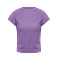thumbnail image 5 of Womens Cropped T-Shirts, Short Sleeve Shirts for Women Summer Casual Slimming Fit Solid Color Crewneck Tees, 5 of 5