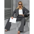 thumbnail image 6 of Women'S 2 Piece Casual Outfits Cropped Blazer Jackets High Waisted Wide Leg Work Pants Suit Set Dark Gray XL, 6 of 10
