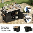 thumbnail image 6 of Harper & Bright Designs Wicker Outdoor Grill Cart with Extended Plastic Wood Table Top, Rolling Kitchen Island on Wheels with Storage Cabinet for Patio Backyard Garden, Black Brown, 6 of 15