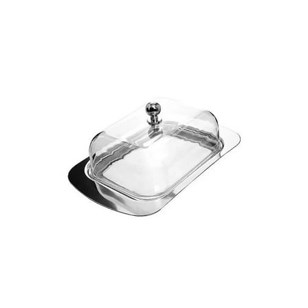 Mayer & Boch Rectangular Stainless Steel Butter Dish with clear lid