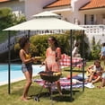 thumbnail image 6 of Demifill Outdoor Double-Tiered Grill Shelter Canopy with 2 Shelves and 7 Hooks, Grill Shelter for Outdoor, Beige, 6 of 10
