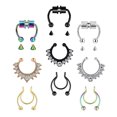 thumbnail image 4 of 9pcs Stainless Steel Rhinestone Nose Rings Nose Cuffs Fake Nose Jewelry, 4 of 8