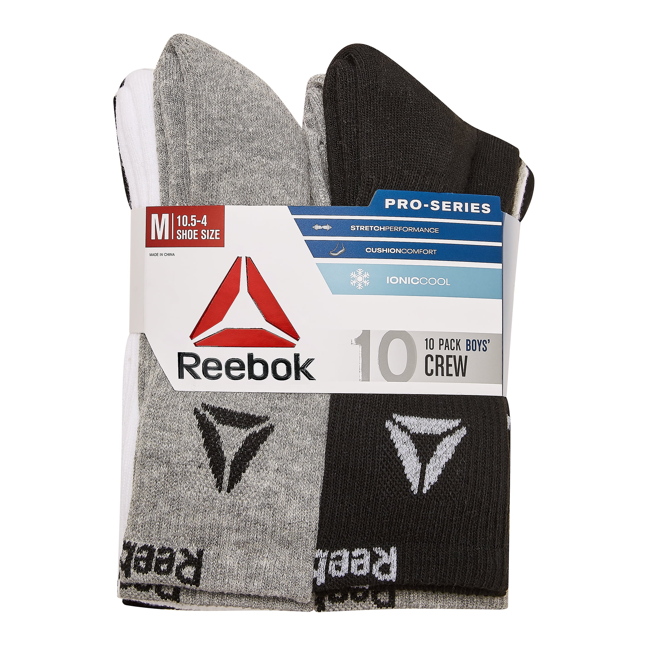 Reebok Boys Socks Pro-Series Crew Kids Socks, 10-pack