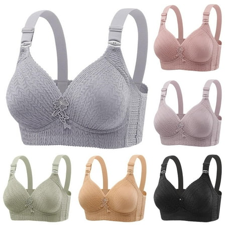 BiZtdJrK Sale of The Day, Womens No Underwire Bras Plus Size Comfort Soft Bras Supportive Bralettes Thin Cup Padded Bras for Women Beige XXL