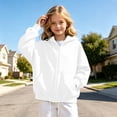 thumbnail image 2 of Arlun Lightweight Full Zipper Hoodies for Kids Oversized Fall Long Sleeve Zip up Sweatshirt Jackets with Drawstring Hem Design Casual Solid Color Baggy Girls Hoodie 160, 2 of 6