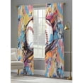 thumbnail image 4 of Baseball Sports, Semi Sheer Window Curtains 96 Inches Long, Minimalist Geometric Smear Art Rod Pocket Voile Silky Chiffon Curtain Light Filtering Drapes for Living Room, Kitchen, 52"x96", 2 Panels, 4 of 9