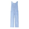 thumbnail image 5 of ABATAB Women's Casual Overalls One Piece Sleeveless Jumpsuits Cotton Linen Wide Leg Button Baggy Long Pant Rompers with Pockets, 5 of 5