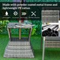 thumbnail image 4 of Table Basse en Rotin Résistante aux Intempéries avec Trou pour Parasol / Table d'Appoint de Patio Extérieur de 21,3 Pouces - Cadre en Osier PE et Métal - Fini Brun Mélangé, 4 of 7