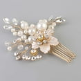 thumbnail image 4 of Moda Flor Hoja Boda Nupcial Peine Del Pelo Rhinestone Imitación Perlas Sombreros Sunnimix Peineta, 4 of 8