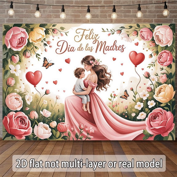 Rose Feliz Dia De Las Madres Mama Backdrop Thanks Mom Best Mom Ever Background Pink Watercolor Floral Mother's Day Party Decorations Banner Supplies Photo Booth Props