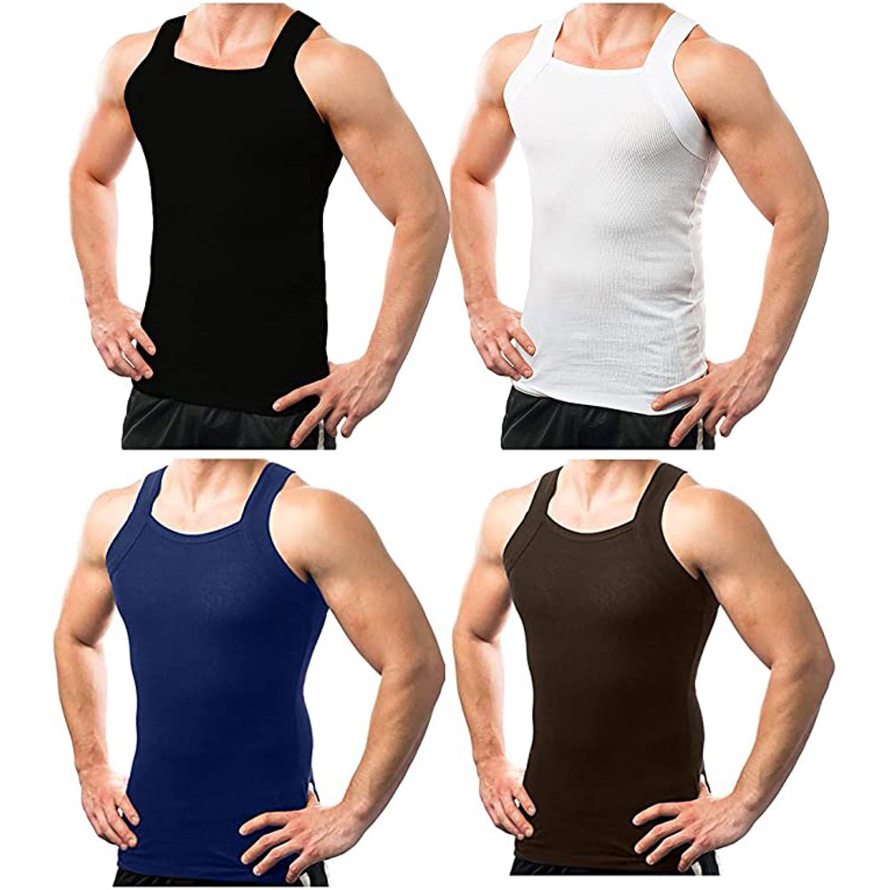 Different Touch Men's 4 pack GUnit Style Square Cut Underwear Shirt