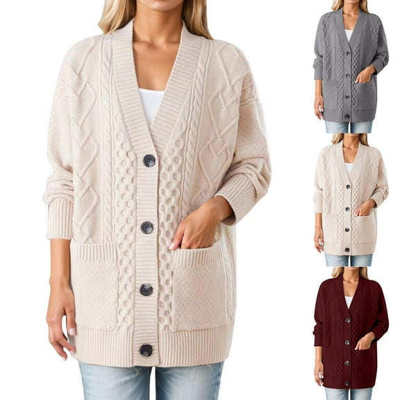 YHAJDS Women Casual Sweater,Lightweight Sweaters Sweater Cardigan Fall Sweaters for Women Solid Color Loose Long Sleeve Open Front Sweater Jacket for Casual Women Outfits