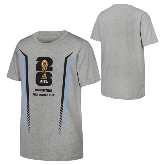 FIFA World Cup 2026 Men's Gray Stripe Argentina Soccer Graphic Tee