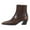 Brown, variant on FSJ Women Comfortable Square Closed Toe Ankle Bootie Slant Low Chunky Block Heel Side Zipper Stretch Boots Date Street Shoes Size 8 Purple