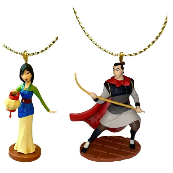 Princess Mulan Lantern & Li Shang PVC Ornament Figure Figurine Dangler Charm 3”