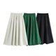 thumbnail image 2 of HH TRAF Faldas elegantes de verano para mujer, con cintura elástica, bolsillos, dobladillo ancho, lisas, plisadas, hasta el tobillo, para calle alta, 2 of 5