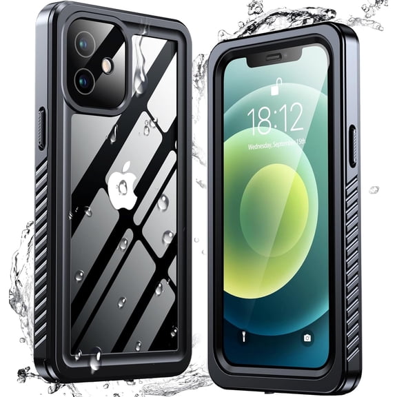 for iPhone 12 Mini Case Waterproof, iPhone 12 Mini Phone Case with [Built-in Screen Protector & Camera Protector][Full Body Protection][12FT Military Shockproof]Case for iPhone 12 Mini (Black)