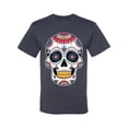 thumbnail image 2 of Wild Bobby Day Of The Dead Sugar Skull Pop Culture Men Graphic Tee, Vintage Heather Navy, X-Large, 2 of 5