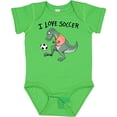 thumbnail image 3 of Inktastic I Love Soccer-Dinosaur in Orange Boys or Girls Baby Bodysuit, 3 of 5