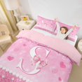 thumbnail image 3 of Castle Fairy Pink Glitter Letter S Twin Bedding for Girls,Cartoon Bow Duvet Cover Set,2pcs,No Comforter,Pink Reversible, 3 of 6