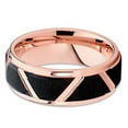thumbnail image 2 of Tungsten Wedding Band Rose Gold Tungsten Band Black Brushed Tungsten Ring 8mm Comfort Fit Men Women, 2 of 3