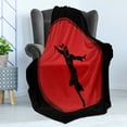 thumbnail image 4 of Kung Fu Soft Flannel Fleece Throw Blanket, Man Shows Powerful Karate Pose in Costume on Sun Look Round, Cozy Plush for Indoor and Outdoor Use, 50" x 60", Charcoal Grey Vermilion, by Ambesonne, 4 of 5