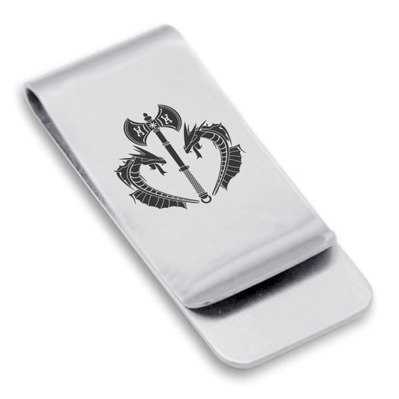 Stainless Steel Viking Battle Axe Classic Slim Money Clip Credit Card Holder