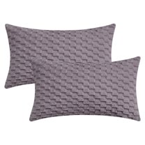 REGALWOVEN Pack of 2 Soft Decorative Throw Pillow Covers Fuzzy Plush Cushion Cover for Sofa Couch Bed Living Room Grey 12" x 20"