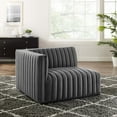 thumbnail image 2 of Modular Sofa Chair, Grey Gray Black, Velvet, French Living Lounge Cafe Lobby Hospitality Restaurant, Modern Contemporary Boutique HB33727, 2 of 6