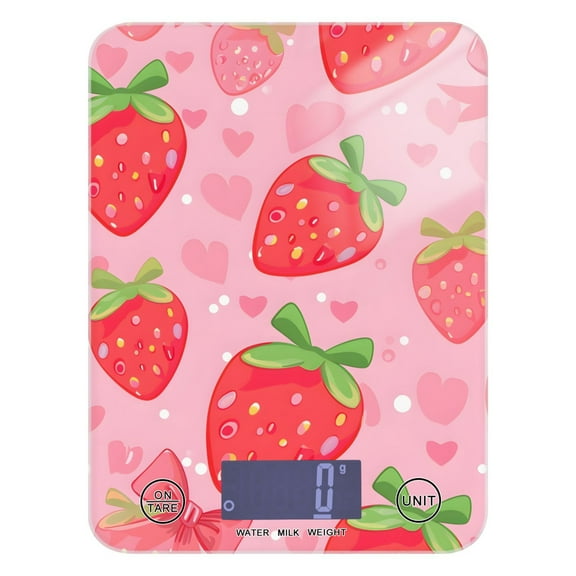 Cute Strawberry Food Scale Digital Kitchen Scale Waterproof Grams Ounces lbs for Weight Loss