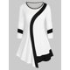 thumbnail image 1 of Camiseta Asimétrica Color Bloque Tamaño Plus Rosegal  Mangas largas de talla grande, 1 of 5
