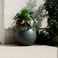 thumbnail image 6 of Ash & Ember Onyx 24" D Ceramic Indoor Outdoor Round Sphere Planter, Charcoal, Home Décor Evergreen Weather Resistant Modern Planter Pot, 6 of 8