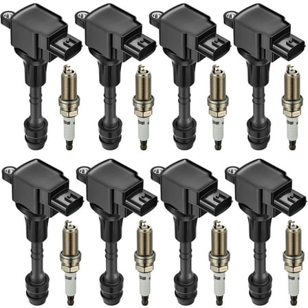 BDFHYK Ignition Coils UF510 and Iridium Spark Plug 6240 Compatible with INFINITI QX56 Nissan Pathfinder Armada TITAN V8 5.6L Replaces C741 E1010 CUF510 C1483 52-1802 IC590 C1483 PLFR5A-11 Set of 8
