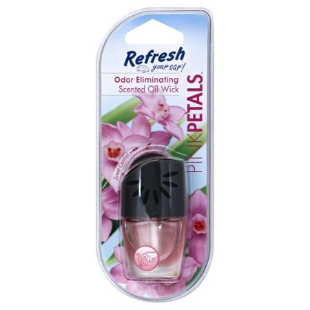 Refresh Your Car Odor Eliminating Scented Oil Wick Air Freshener, Pink