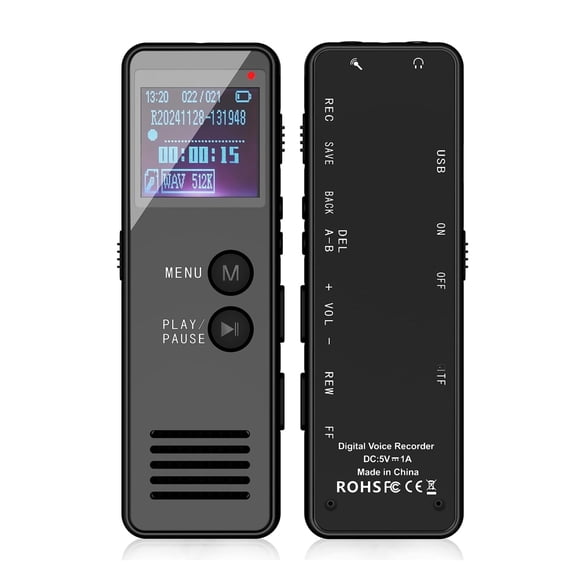 Samovi 64GB Digital Voice Recorder, Portable Dictaphone with Playback, A-B Repeat, Noise Reduction, MP3 Player, Digital Voice Activated Recorder for Meeting Music Concert Lecture Interview