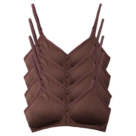 

Kalon 4 Pack Women s Demi Wireless Padded Bralette Hook and Eye Bra Back (S/M Busty Mocha)