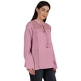 thumbnail image 3 of Moomaya Tunique Col Mandarin pour Femmes Manches Longues Été Coton Uni, 3 of 7