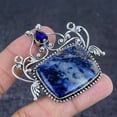 thumbnail image 2 of Sodalite, Amethyst Handmade 925 Sterling Silver Jewelry Pendant 2.09", 2 of 2