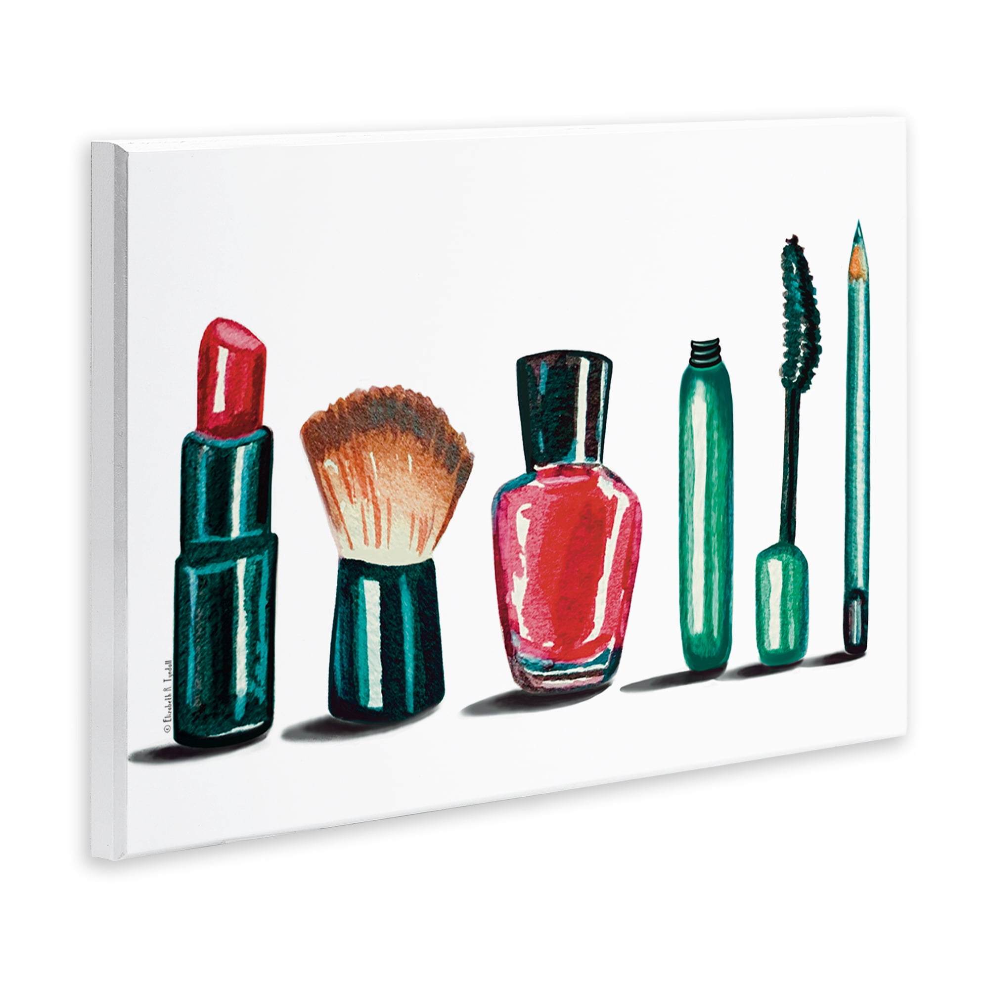 Stupell Industries Makeup Tools & Brushes Fashion Painting Unframed Art Print Wall Art, 15 x 10