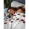 thumbnail image 3 of Red Roses King Size Flat Sheet, Wrinkleproof & Fadeproof Cooling Flat Bed Sheet Only, Spring Floral Summer Botanical Weeping Breathable Soft Bedding Top Sheets 105 x 98 Inches, 3 of 8