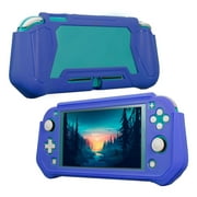 Angle View: Insten Case For Nintendo Switch Lite Built-in Screen Protector Rugged Front and Back Full Protective Cover with Ergonomic Hanp Grip, Blue